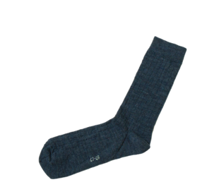 Joha thin wool rib socks, dark blue
