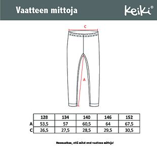 Keiki leggingsit, farkku (128-152 cm)