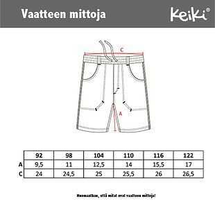 Keiki shortsit, 92-122 cm