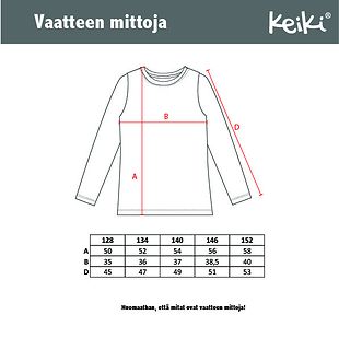 Keiki pitkähihainen paita, "good vibes only" (128-152 cm)