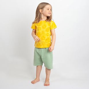 Keiki tyttöjen keltainen t-paita, trooppiset kasvit